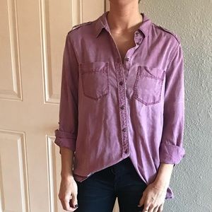 Silky soft twill military boyfriend shirt in red